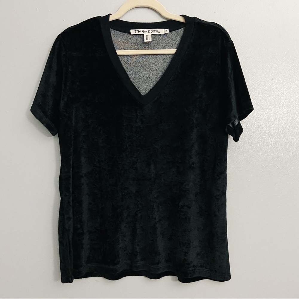 Michael Stars Black Velvet Split Side Short Sleeve